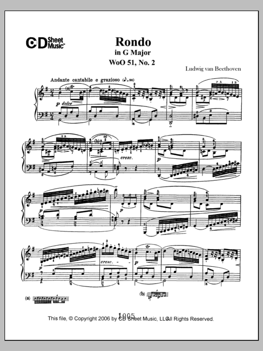 Download Ludwig van Beethoven Rondo in G Major, Op. 51, No. 2 Sheet Music