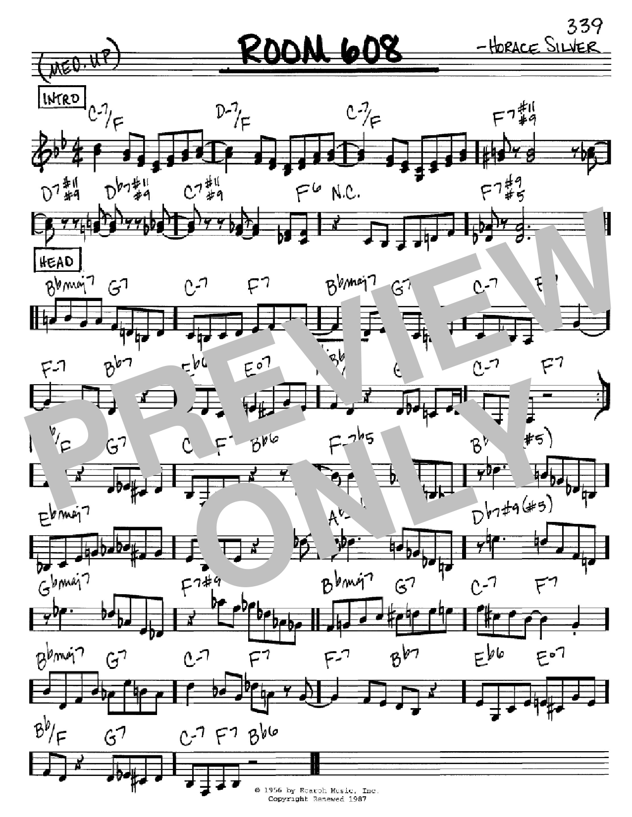 Download Horace Silver Room 608 Sheet Music