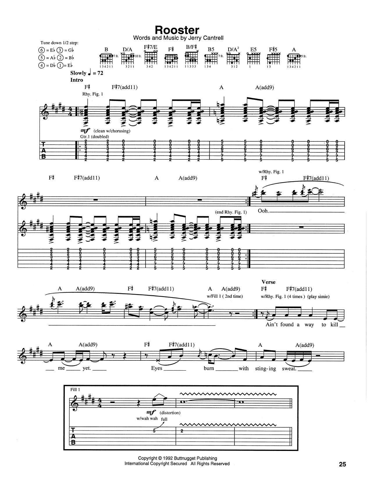 Download Alice In Chains Rooster Sheet Music