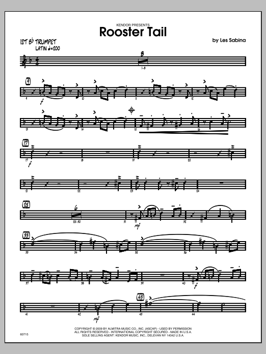 Download Les Sabina Rooster Tail - 1st Bb Trumpet Sheet Music