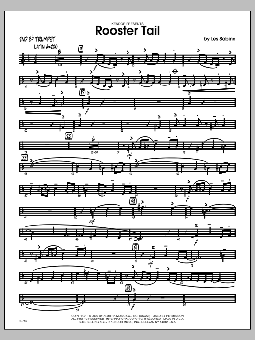 Download Les Sabina Rooster Tail - 2nd Bb Trumpet Sheet Music