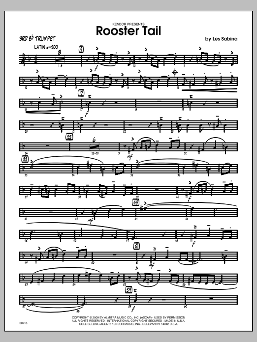 Download Les Sabina Rooster Tail - 3rd Bb Trumpet Sheet Music