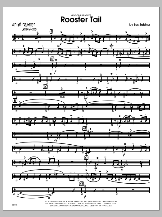Download Les Sabina Rooster Tail - 4th Bb Trumpet Sheet Music