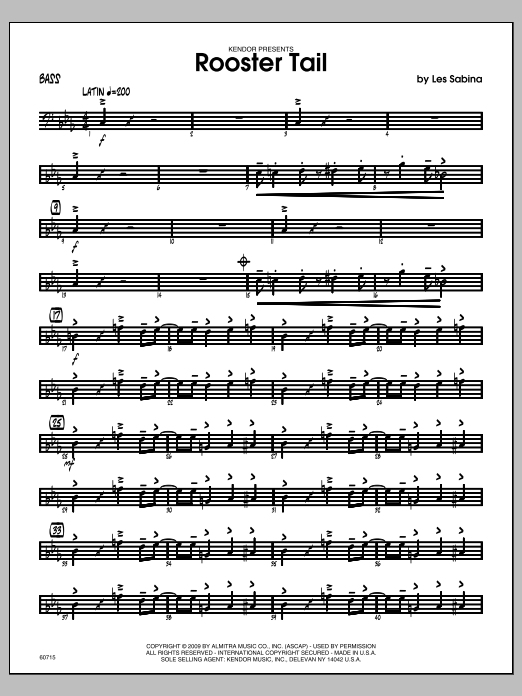 Download Les Sabina Rooster Tail - Bass Sheet Music