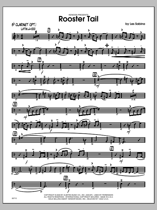 Download Les Sabina Rooster Tail - Bb Clarinet Sheet Music