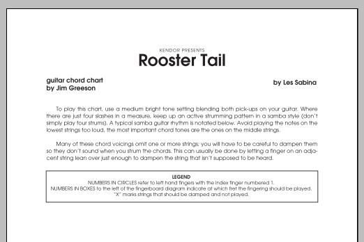 Download Les Sabina Rooster Tail - Guitar Chord Chart Sheet Music