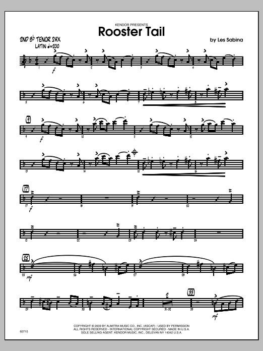 Download Les Sabina Rooster Tail - Tenor Sax 2 Sheet Music