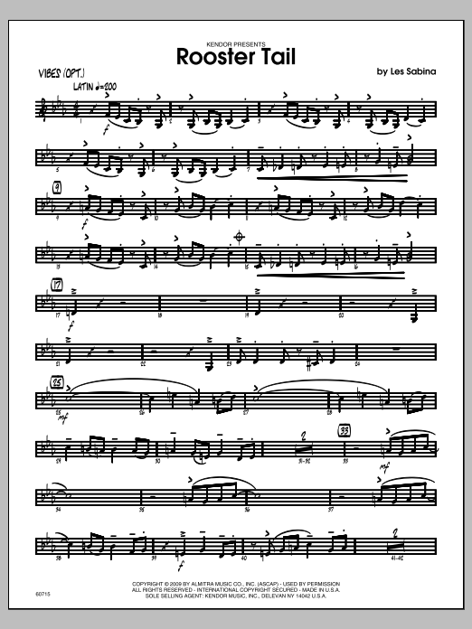 Download Les Sabina Rooster Tail - Vibes Sheet Music