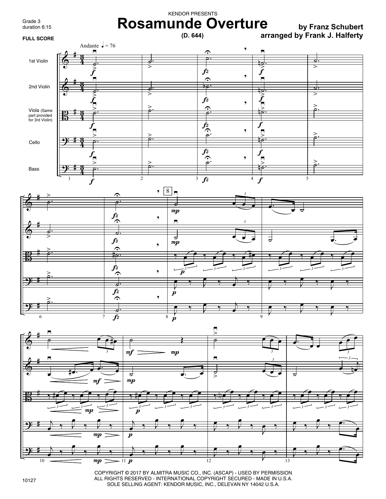 Download Frank J. Halferty Rosamunde Overture (D. 644) - Full Scor Sheet Music