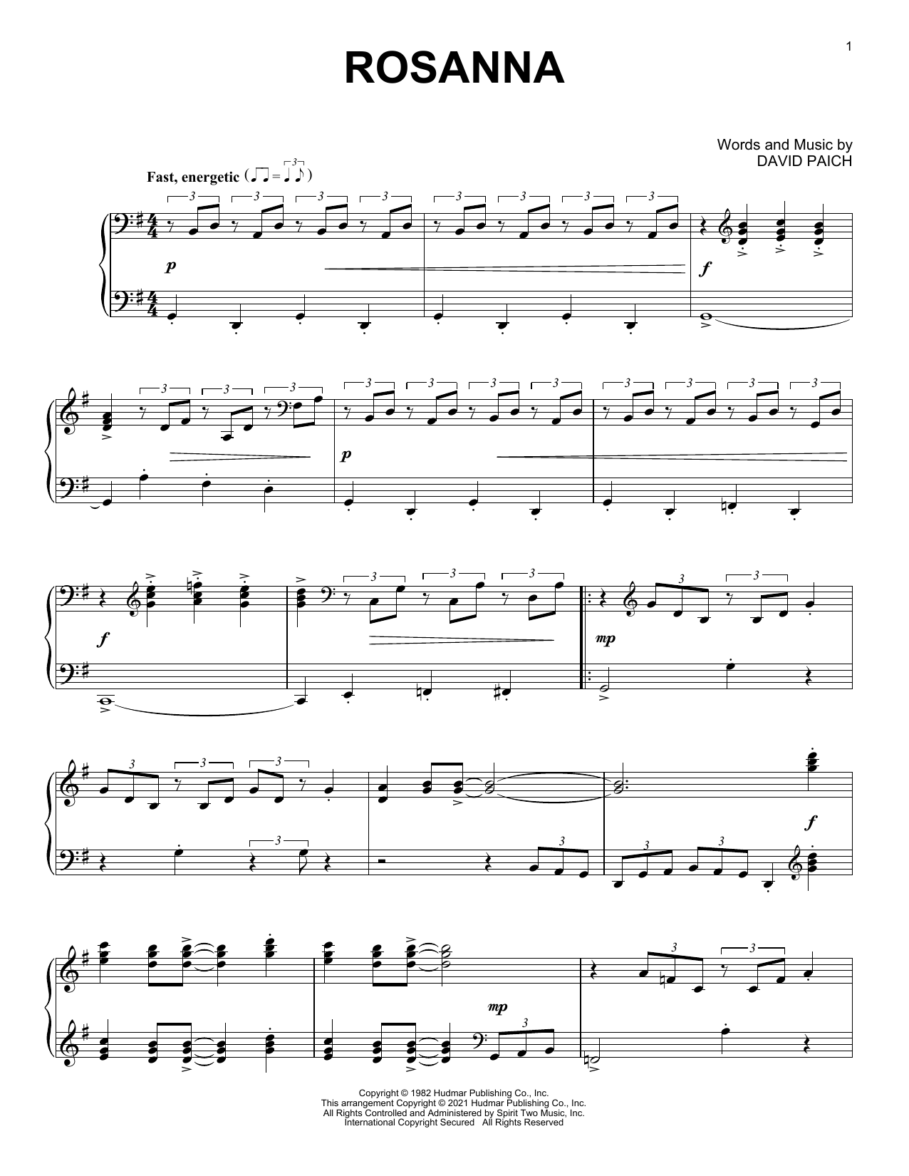 Download Toto Rosanna [Classical version] (arr. David Sheet Music