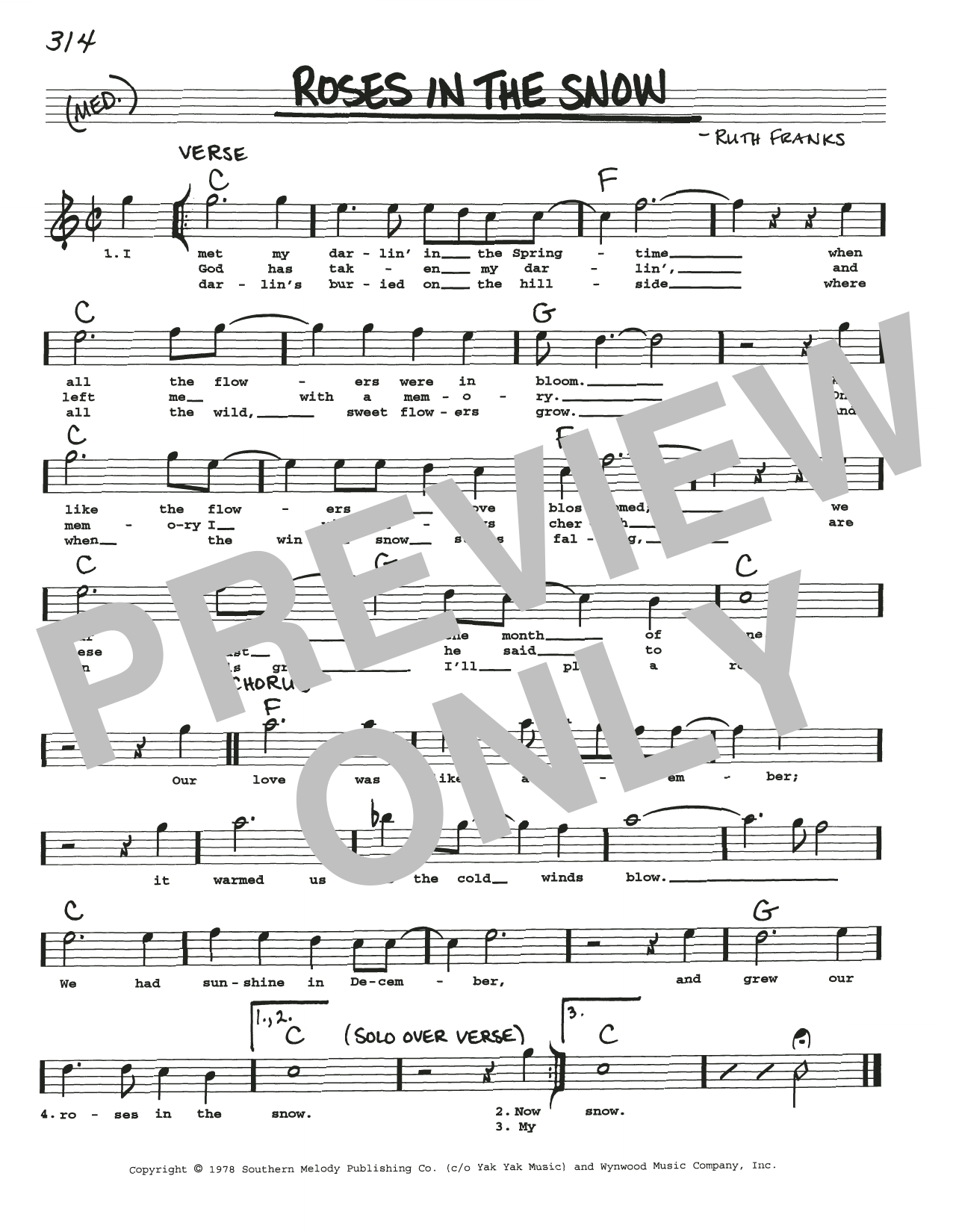 Download Ruth Franks Roses In The Snow Sheet Music
