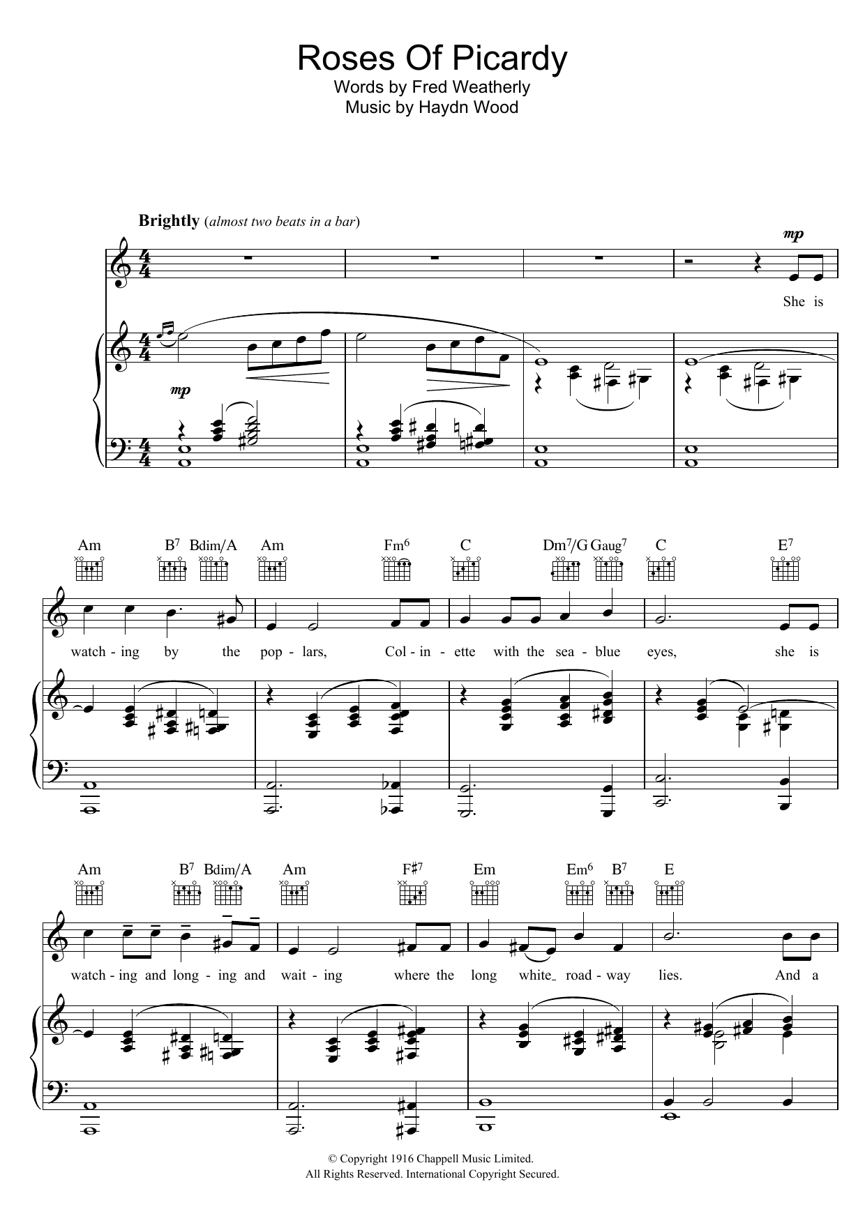Download Haydn Wood Roses Of Picardy Sheet Music