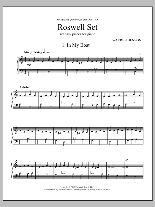 Download Warren Benson Roswell Set Sheet Music