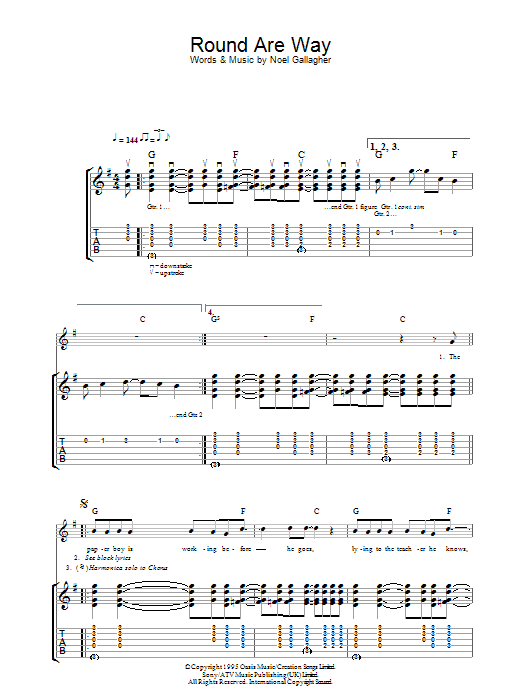Download Oasis Round Are Way Sheet Music