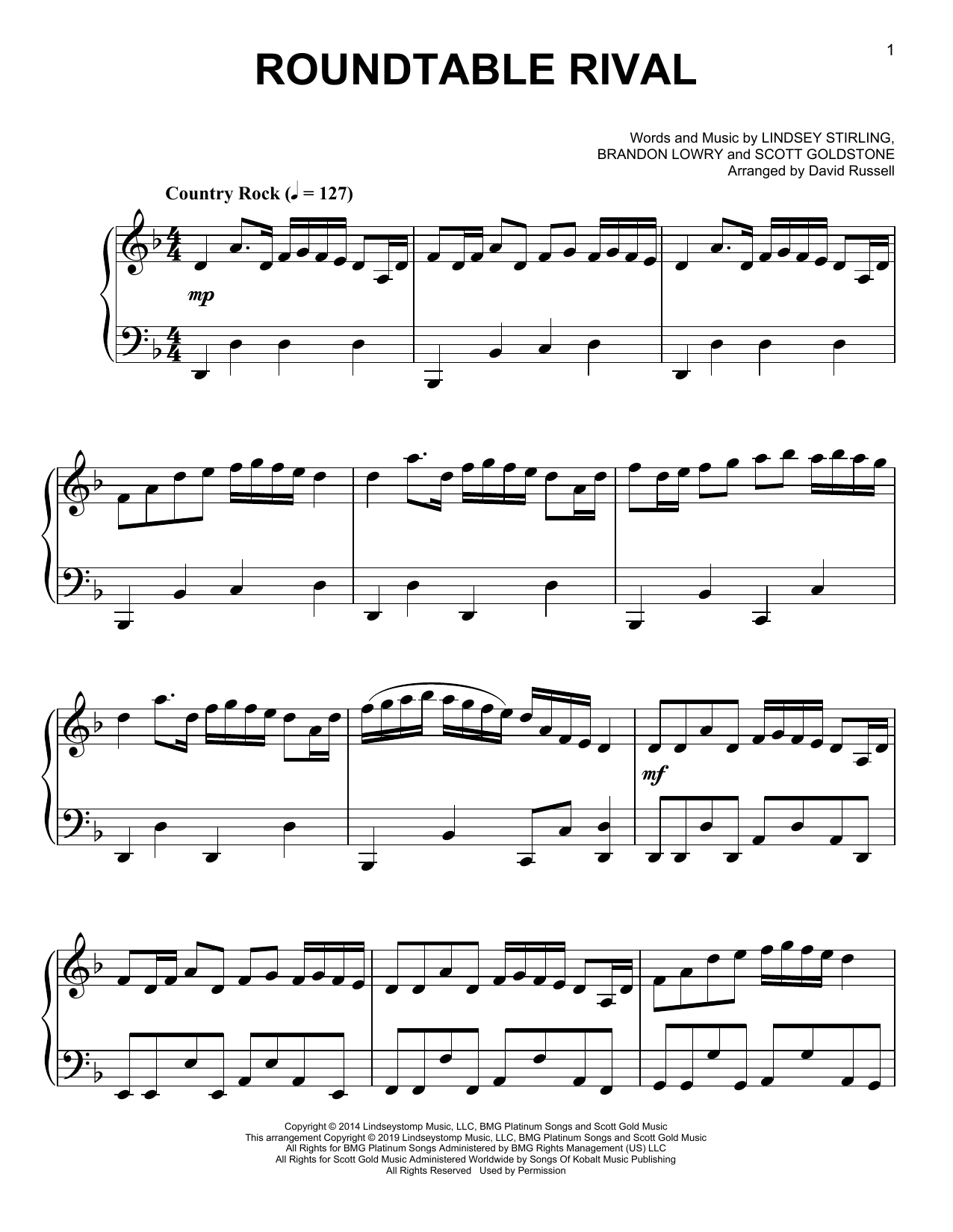 Download Lindsey Stirling Roundtable Rival Sheet Music
