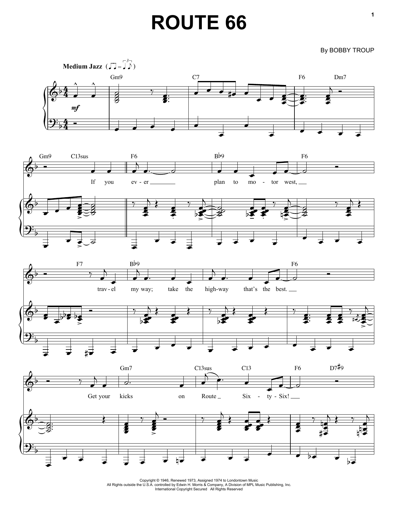 Download Bobby Troup Route 66 [Jazz version] (arr. Brent Eds Sheet Music