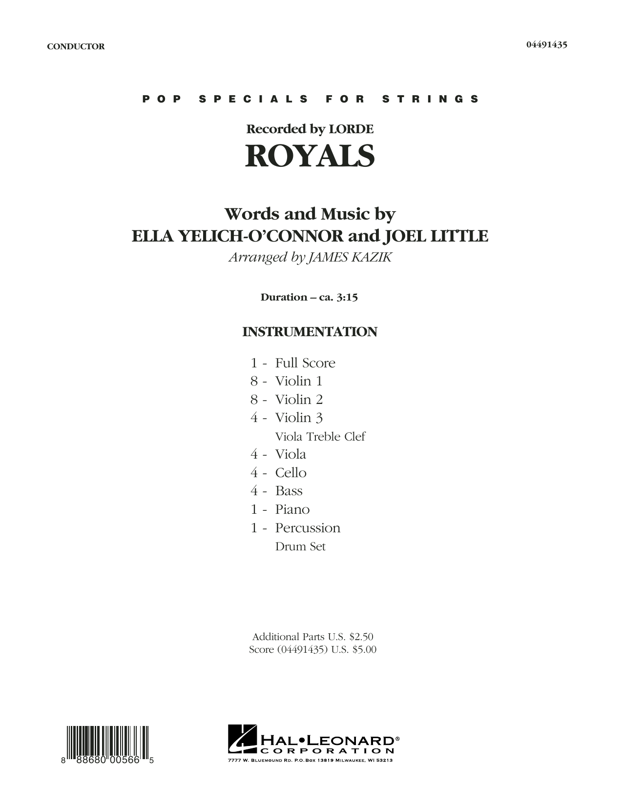 Download James Kazik Royals - Conductor Score (Full Score) Sheet Music