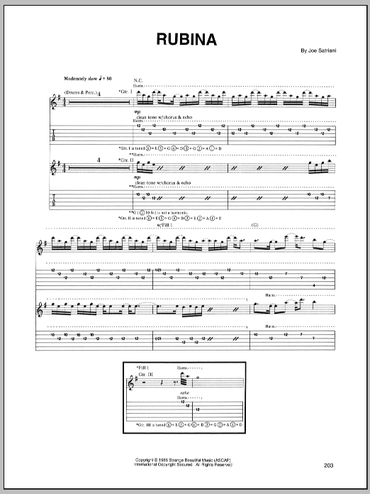 Download Joe Satriani Rubina Sheet Music