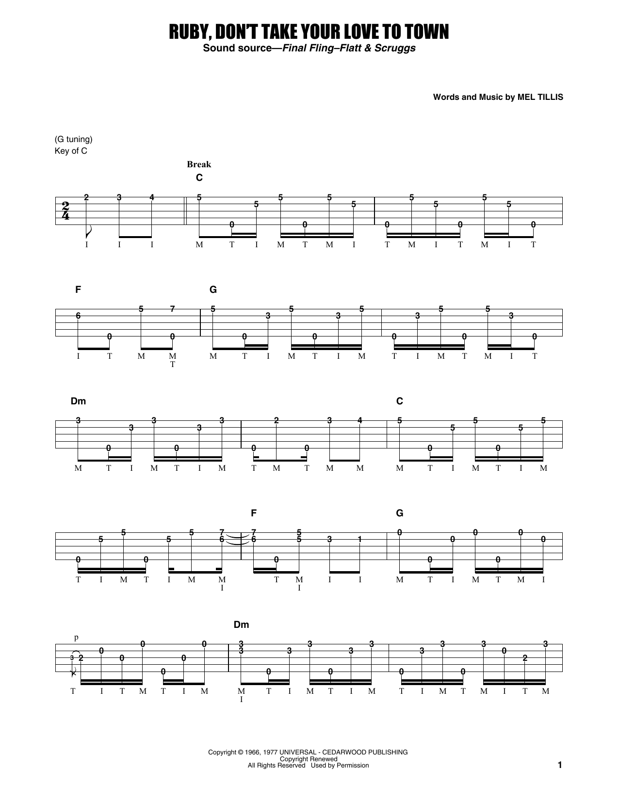 Download Earl Scruggs Ruby, Don't Take Your Love To Town Sheet Music