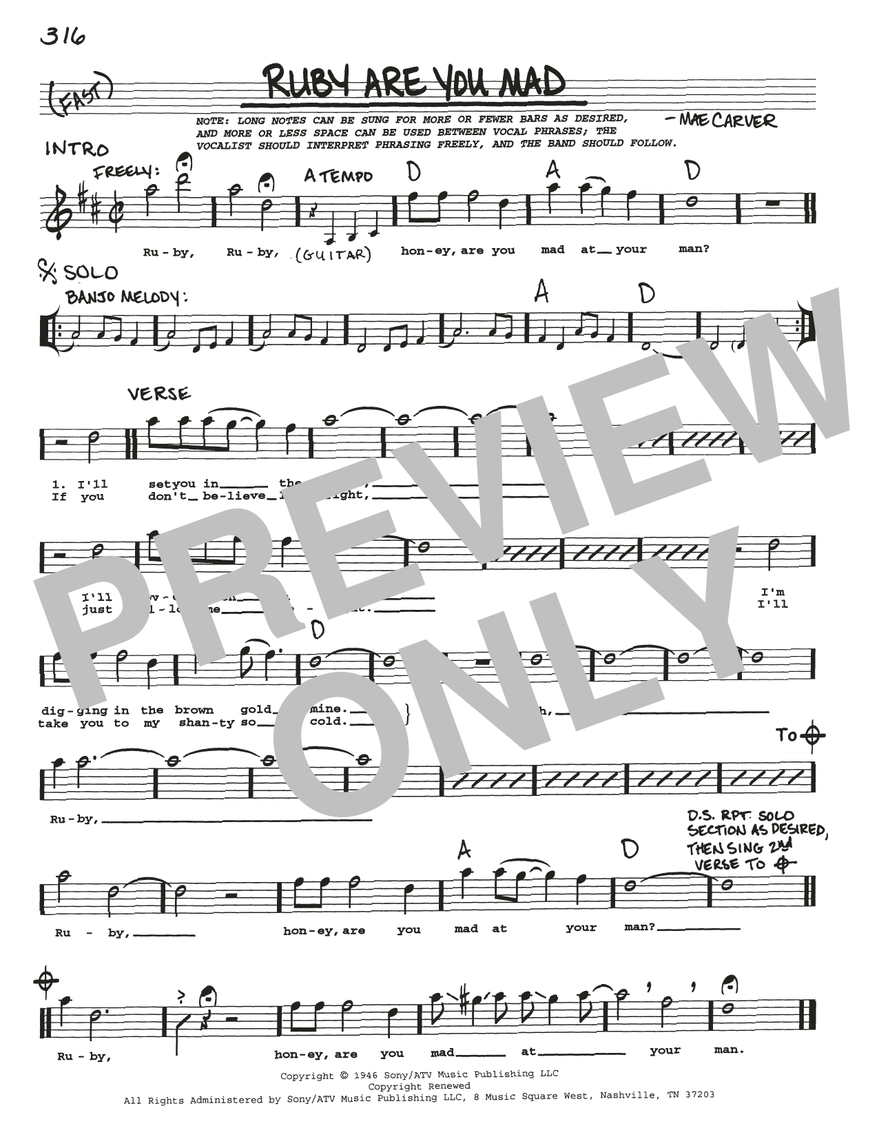 Download Mae Carver Ruby Are You Mad Sheet Music