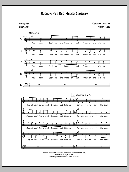 Download Deke Sharon Rudolph The Red-Nosed Reindeer Sheet Music