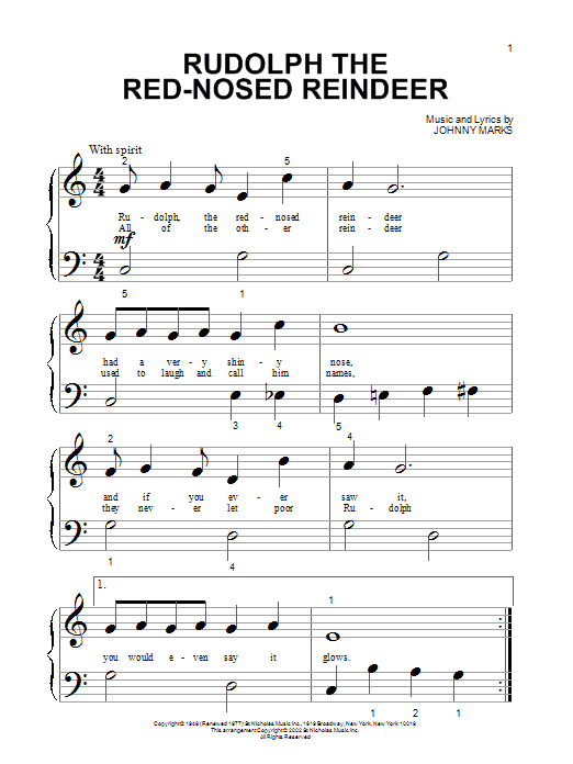 Johnny Marks Rudolph The Red-Nosed Reindeer sheet music notes printable PDF score