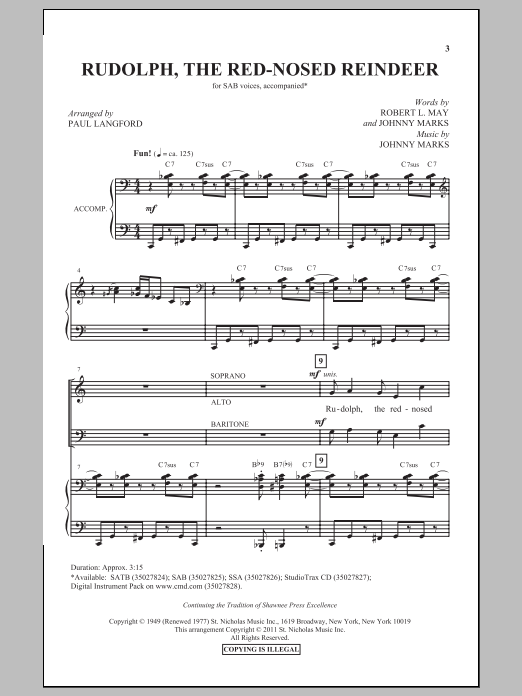 Download Paul Langford Rudolph The Red-Nosed Reindeer Sheet Music
