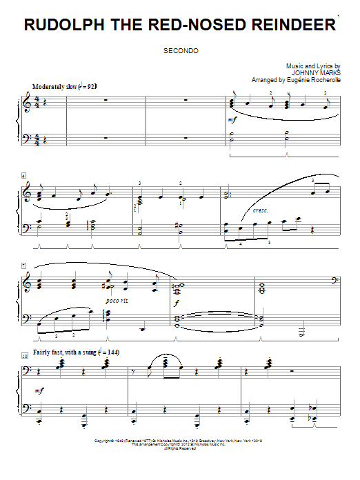 Download Johnny Marks Rudolph The Red-Nosed Reindeer (arr. Eu Sheet Music