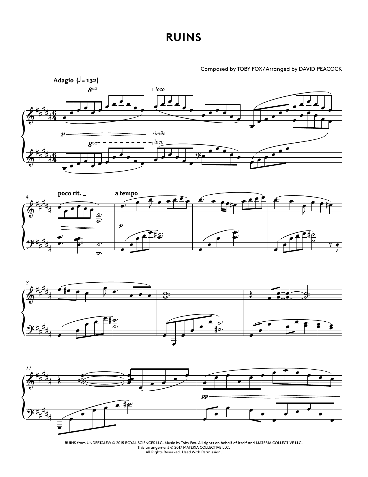 Download Toby Fox Ruins (from Undertale Piano Collections Sheet Music