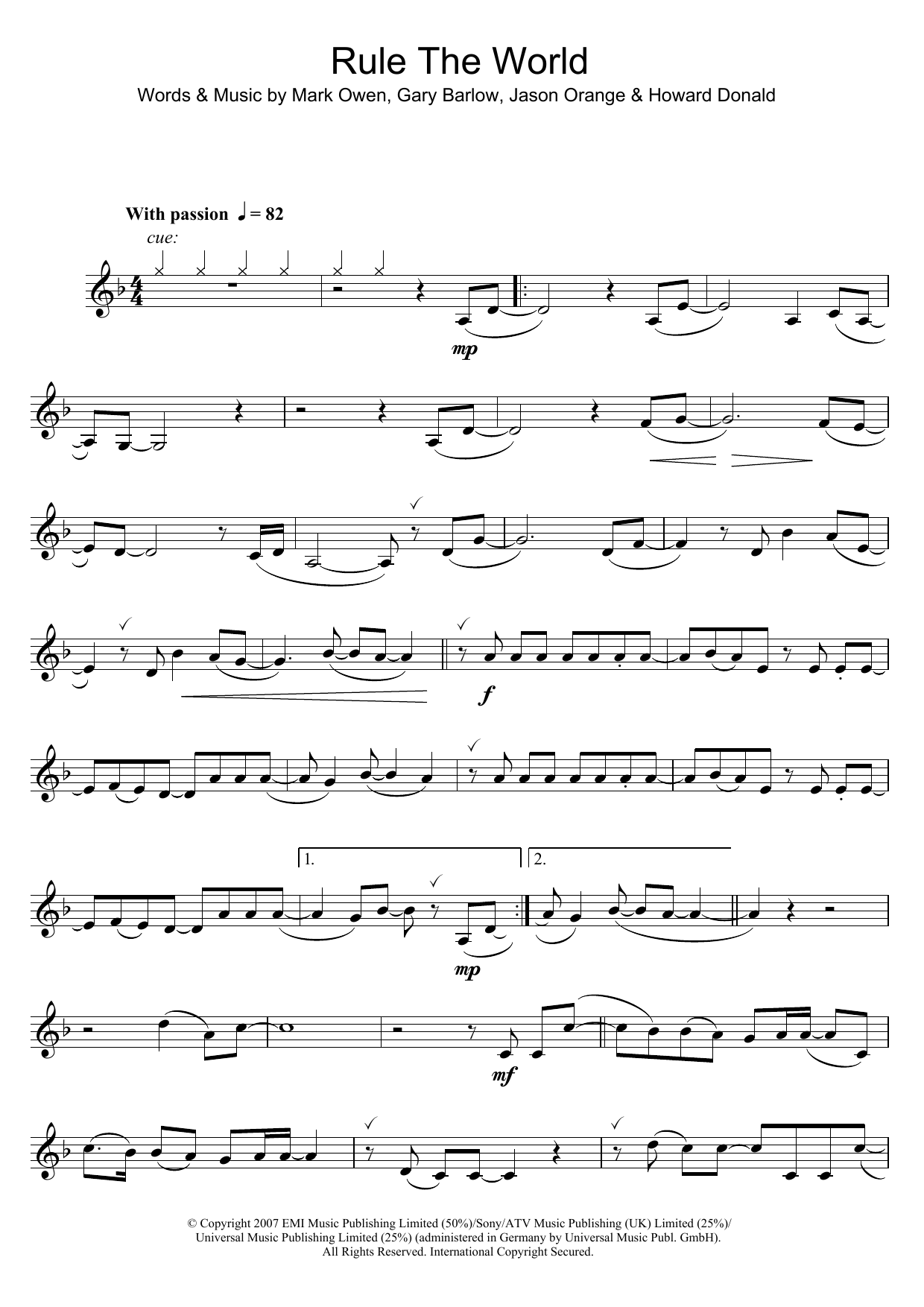 Download Take That Rule The World (from Stardust) Sheet Music