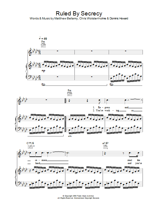 Download Muse Ruled By Secrecy Sheet Music