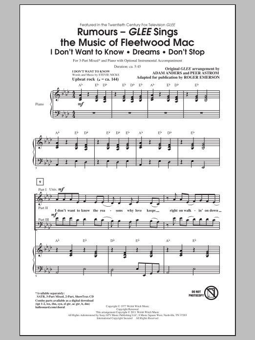 Download Fleetwood Mac Don't Stop (arr. Roger Emerson) Sheet Music