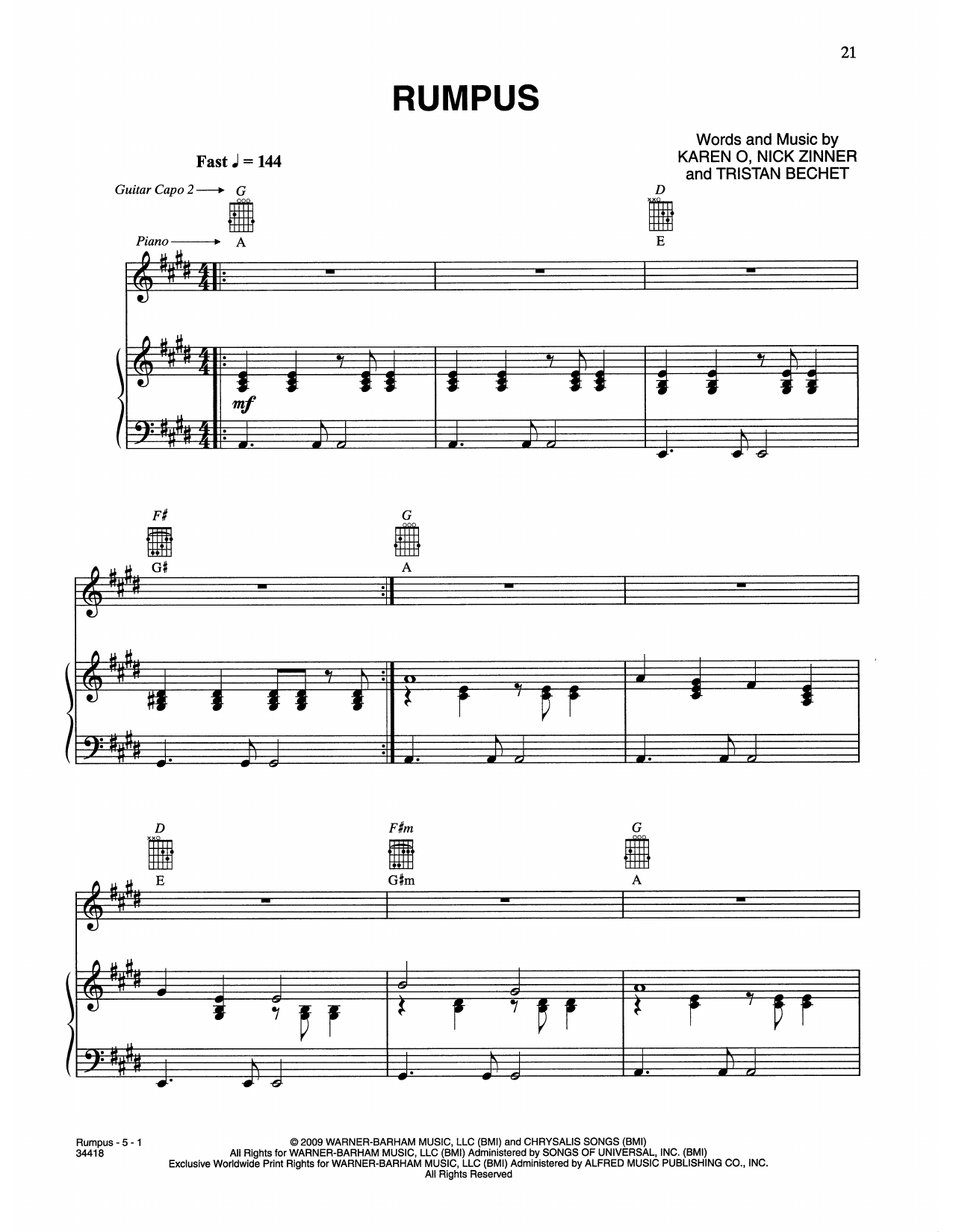 Download Karen O & The Kids Rumpus (from Where The Wild Things Are) Sheet Music