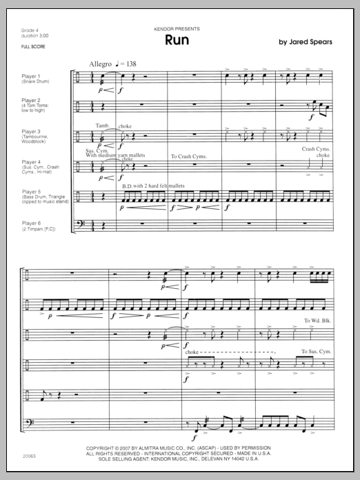 Download Spears Run - Full Score Sheet Music