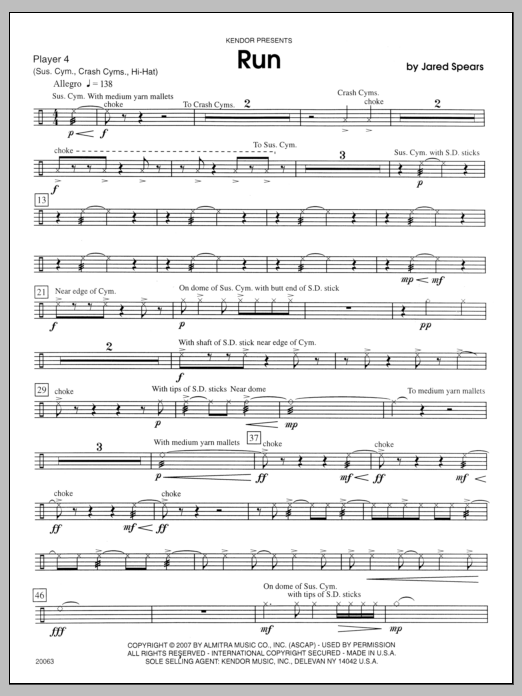 Download Spears Run - Percussion 4 Sheet Music