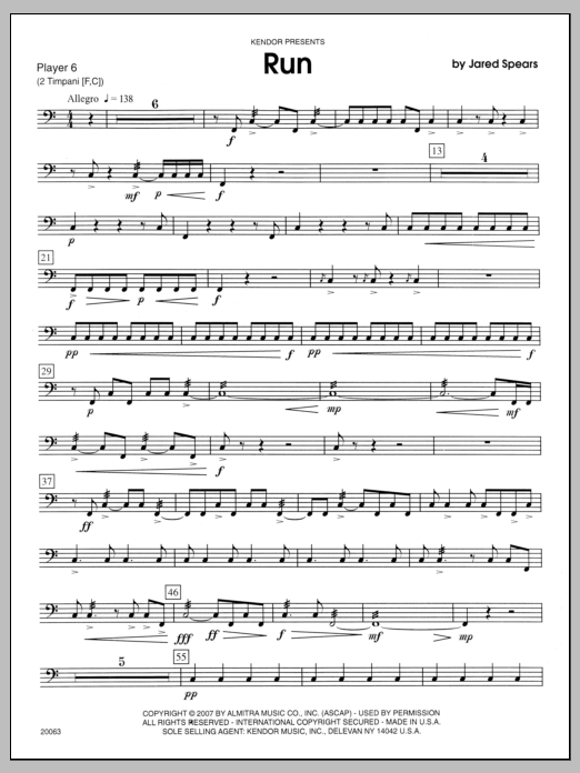 Download Spears Run - Percussion 6 Sheet Music