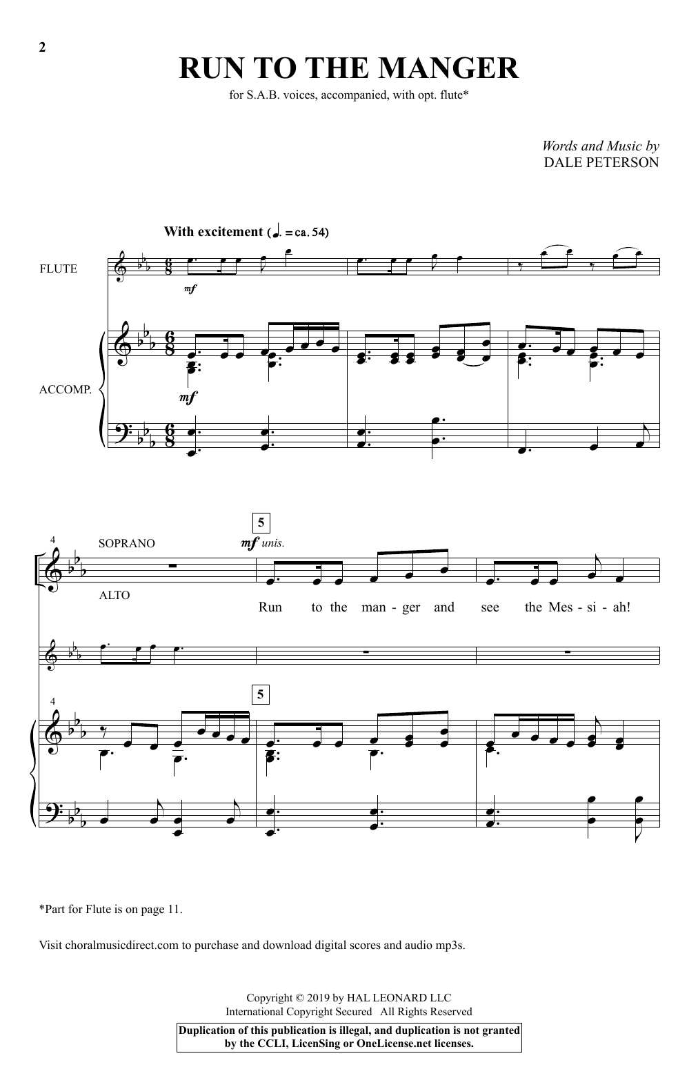 Download Dale Peterson Run To The Manger Sheet Music