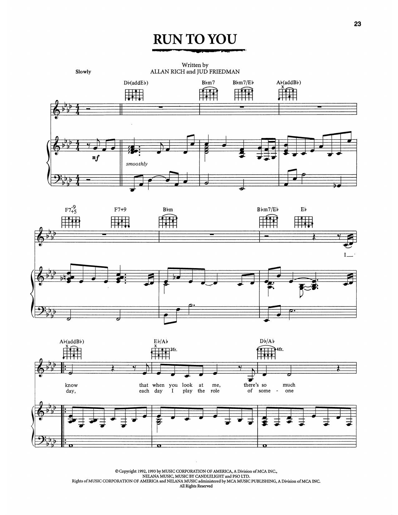 Download Whitney Houston Run To You (from The Bodyguard) Sheet Music