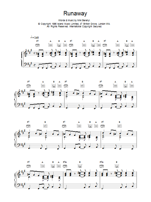 Lush Runaway sheet music notes printable PDF score