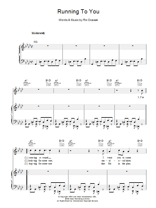 Download The Cars Running To You Sheet Music