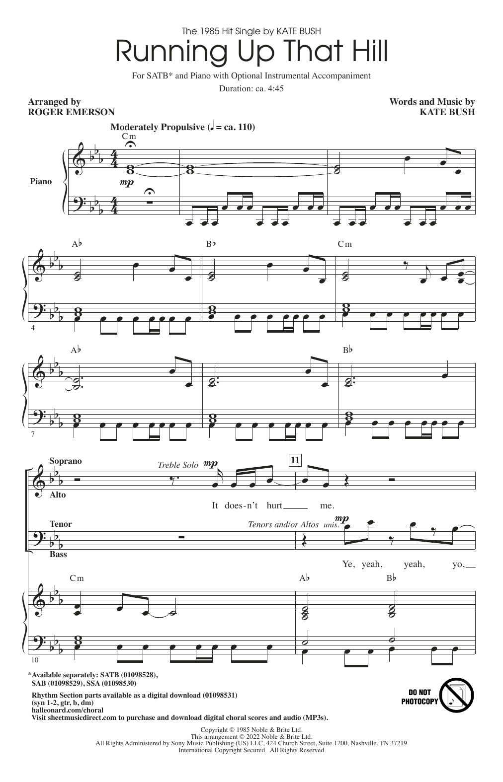 Download Kate Bush Running Up That Hill (arr. Roger Emerso Sheet Music