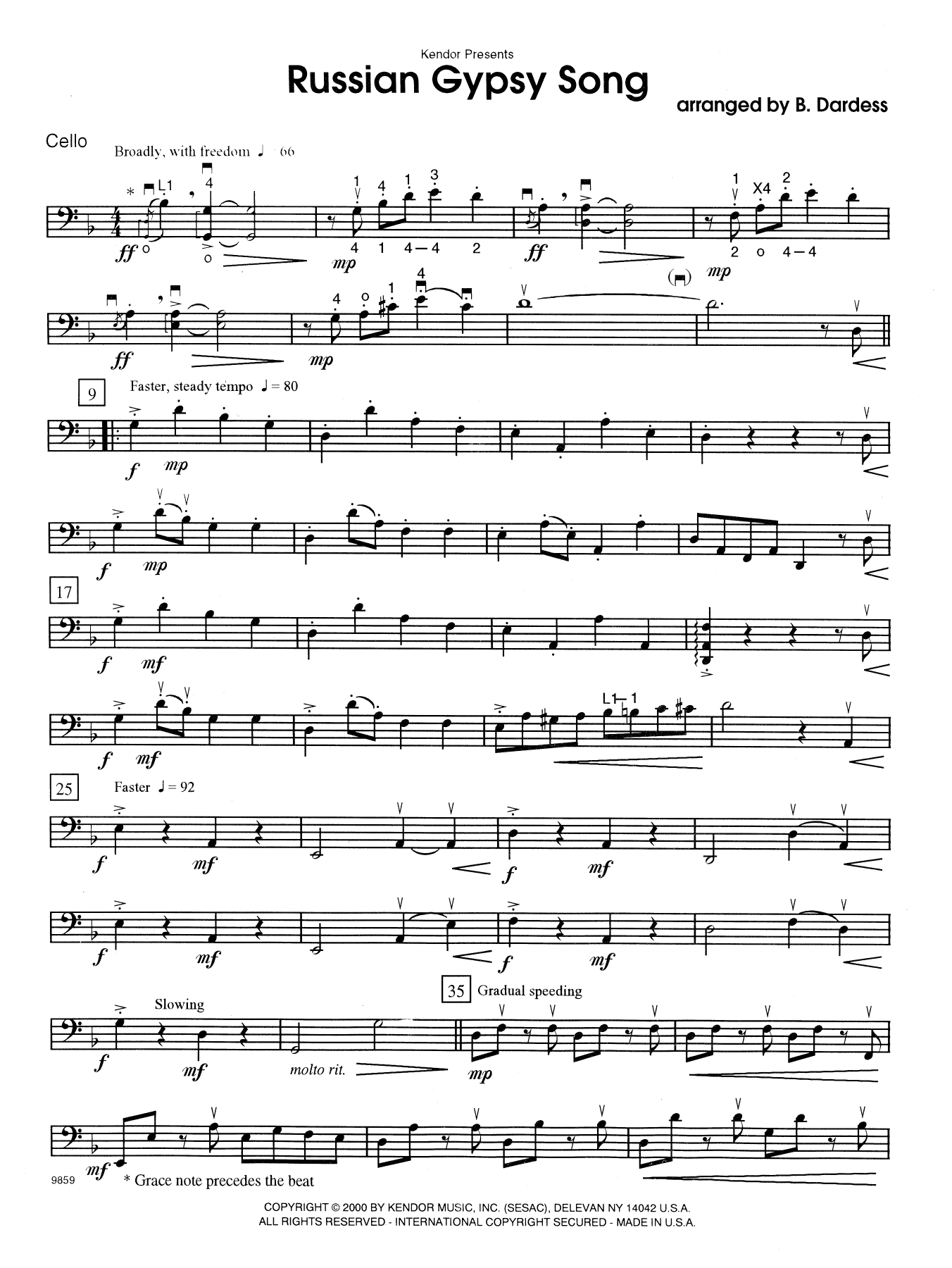Download Betty Dardess Russian Gypsy Song - 1st Cello Sheet Music