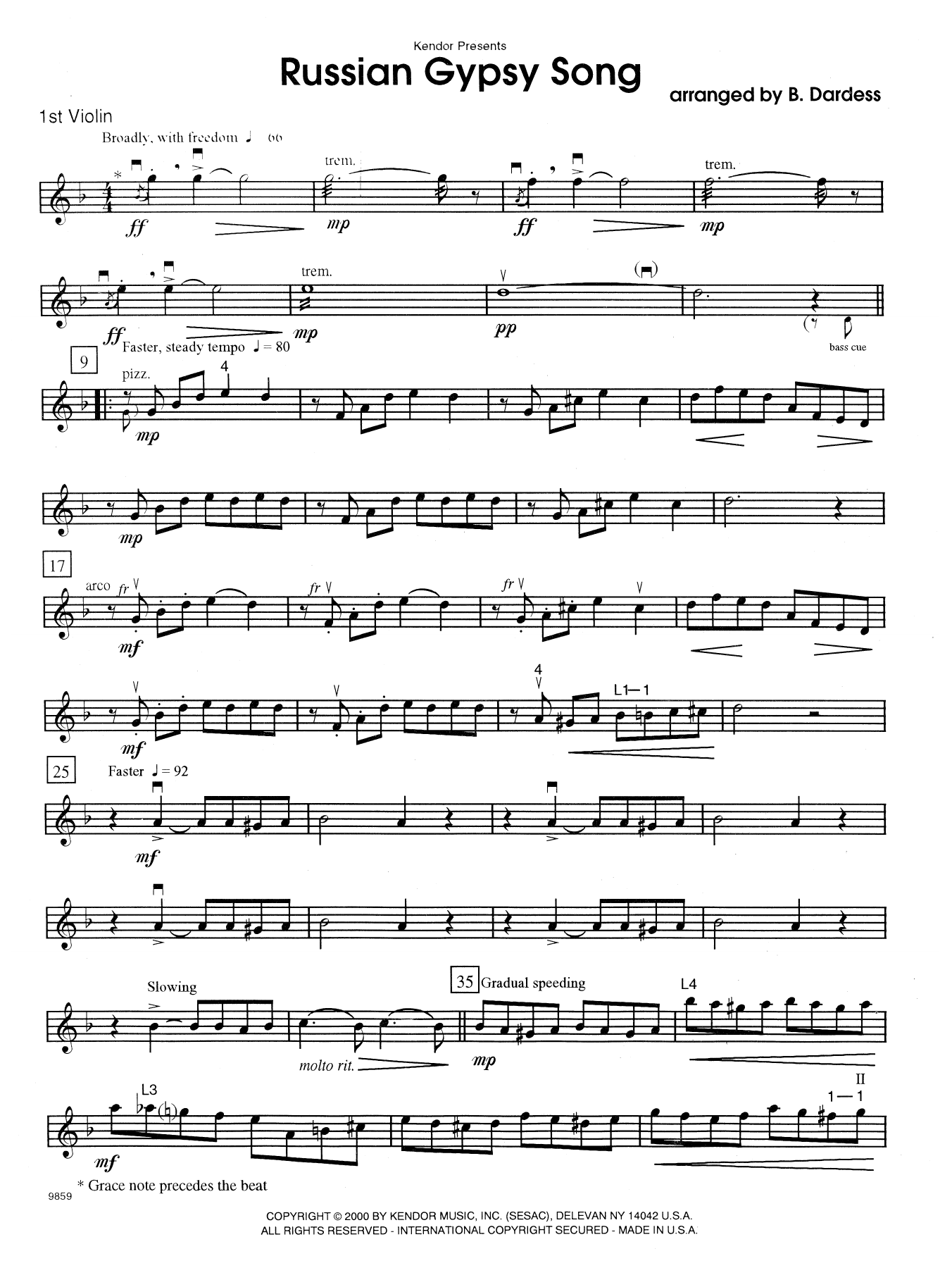 Download Betty Dardess Russian Gypsy Song - 1st Violin Sheet Music