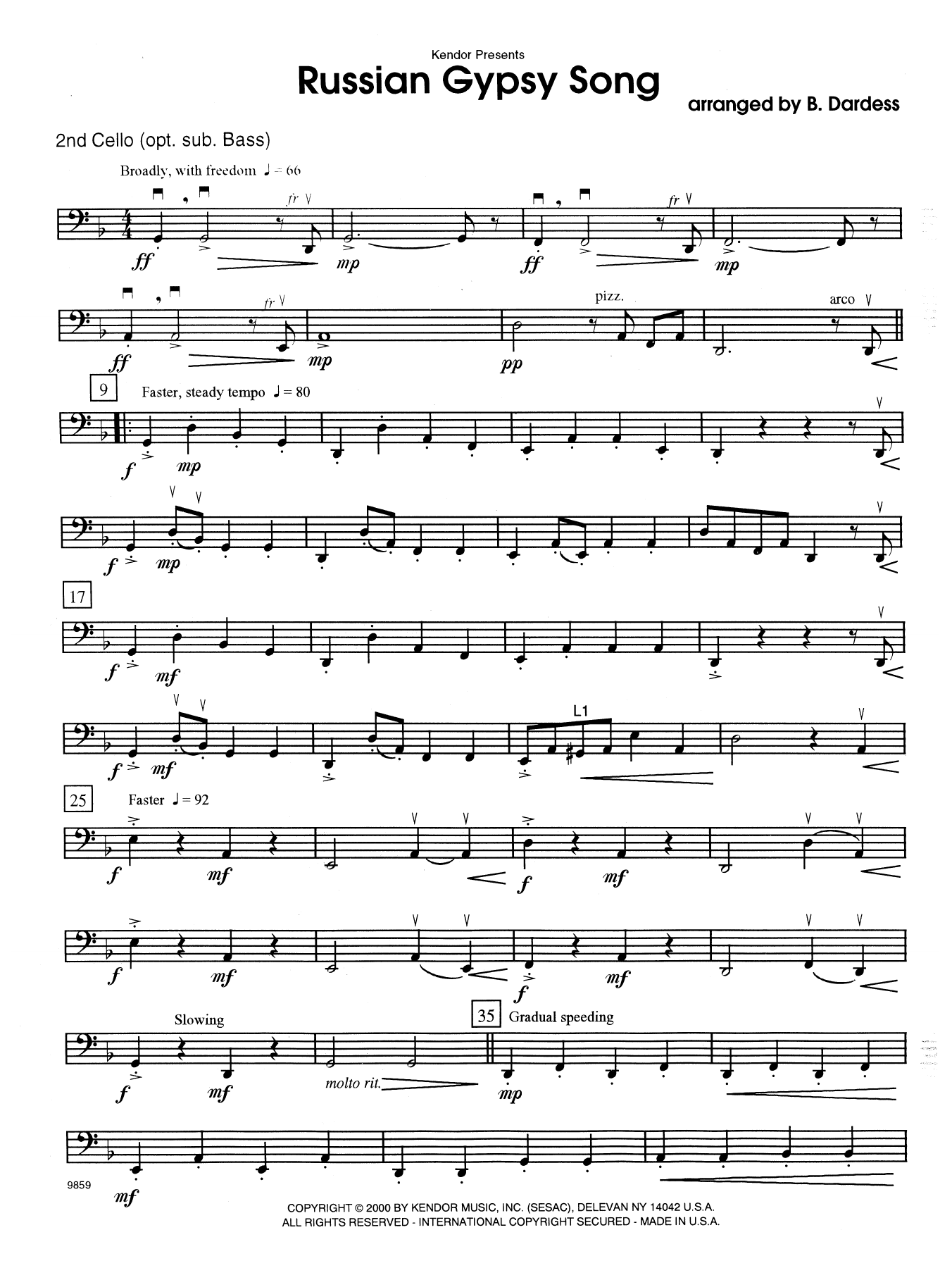 Download Betty Dardess Russian Gypsy Song - 2nd Cello Sheet Music