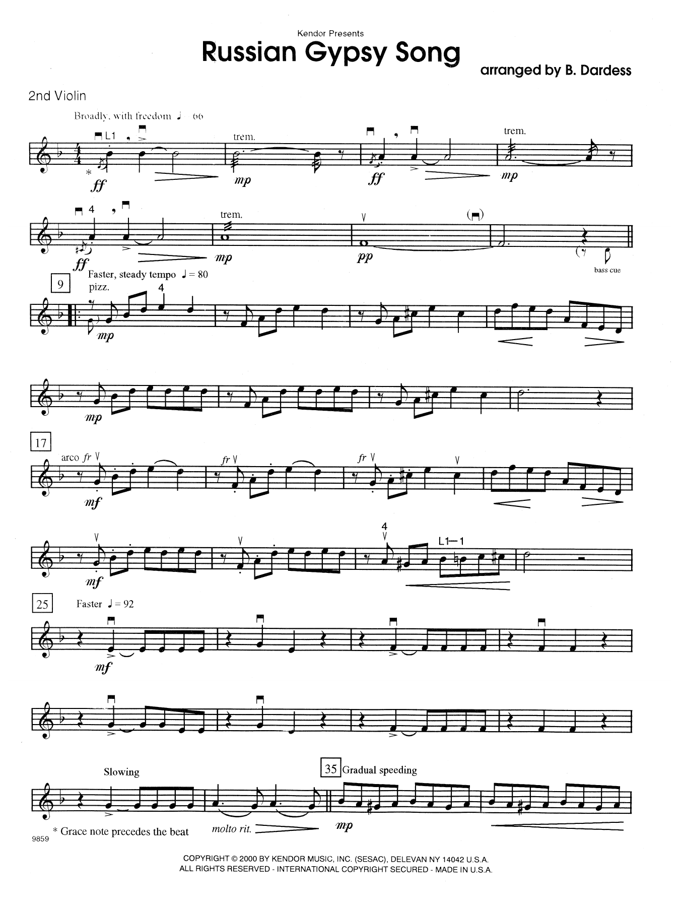 Download Betty Dardess Russian Gypsy Song - 2nd Violin Sheet Music