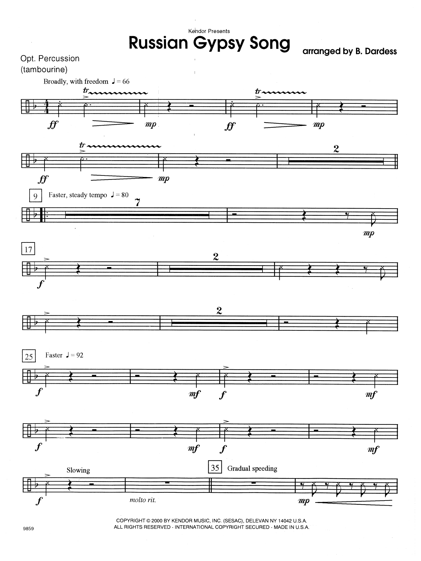 Download Betty Dardess Russian Gypsy Song - Percussion Sheet Music