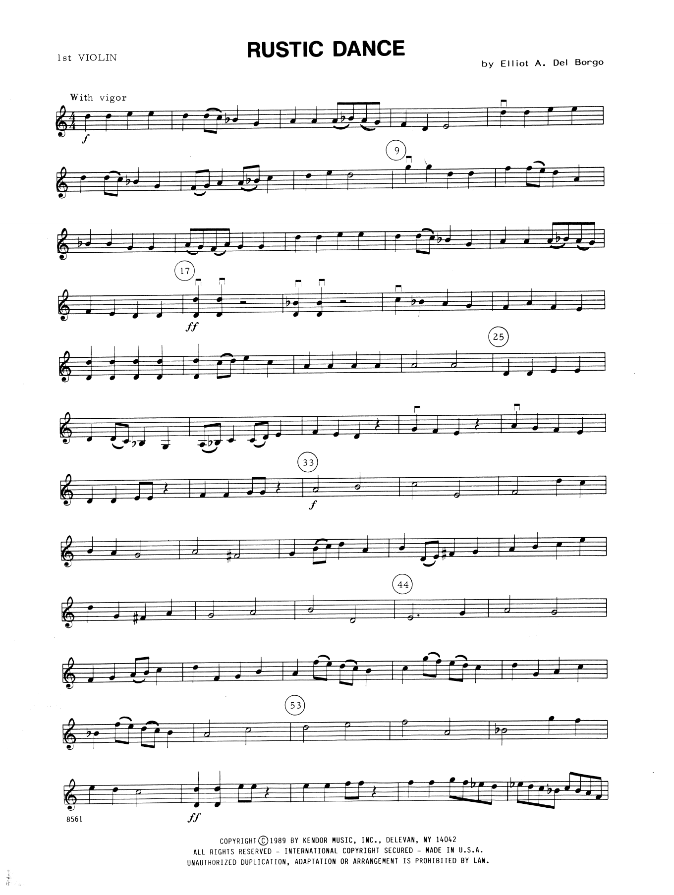 Download Elliot A. Del Borgo Rustic Dance - 1st Violin Sheet Music