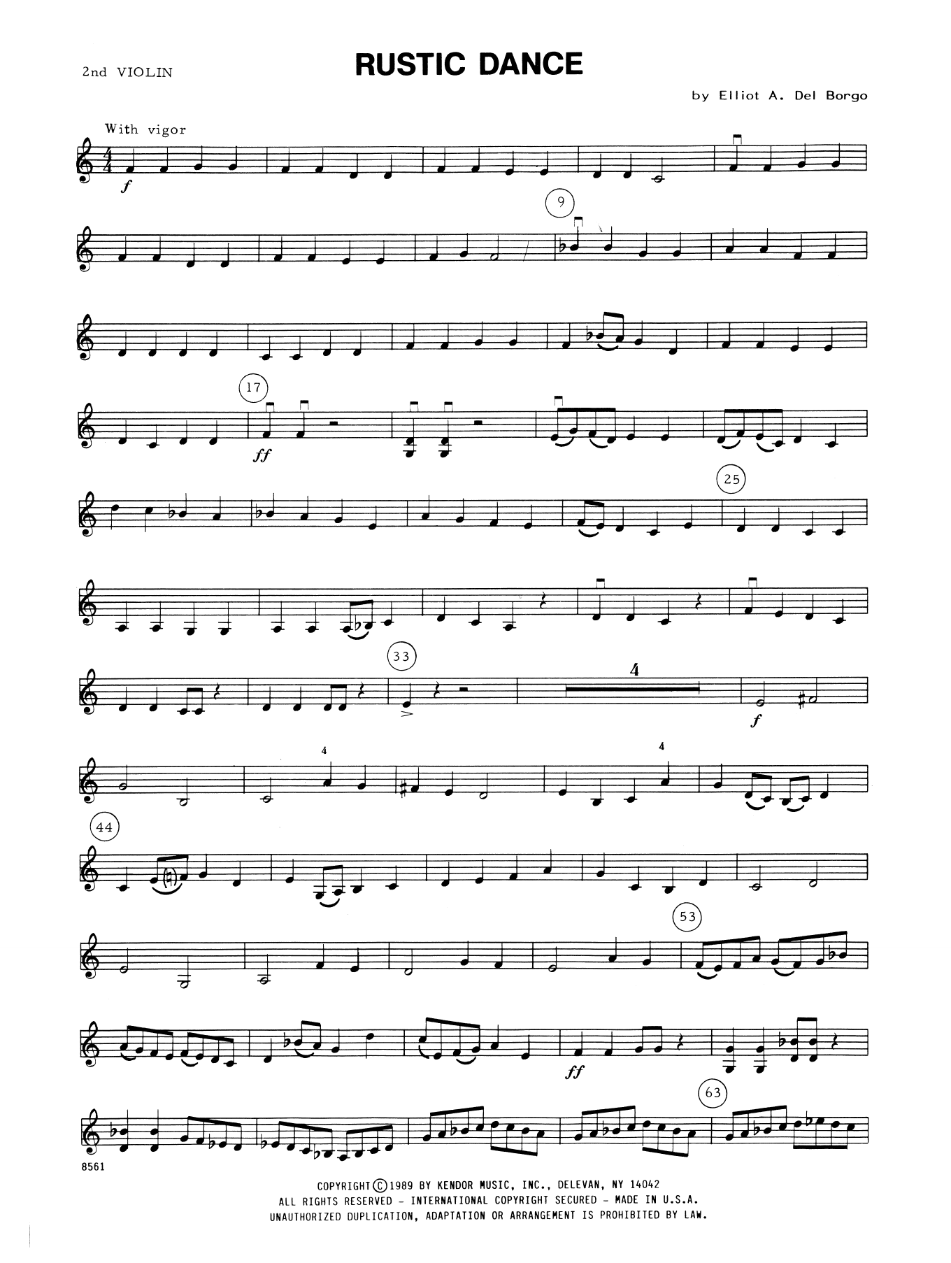 Download Elliot A. Del Borgo Rustic Dance - 2nd Violin Sheet Music