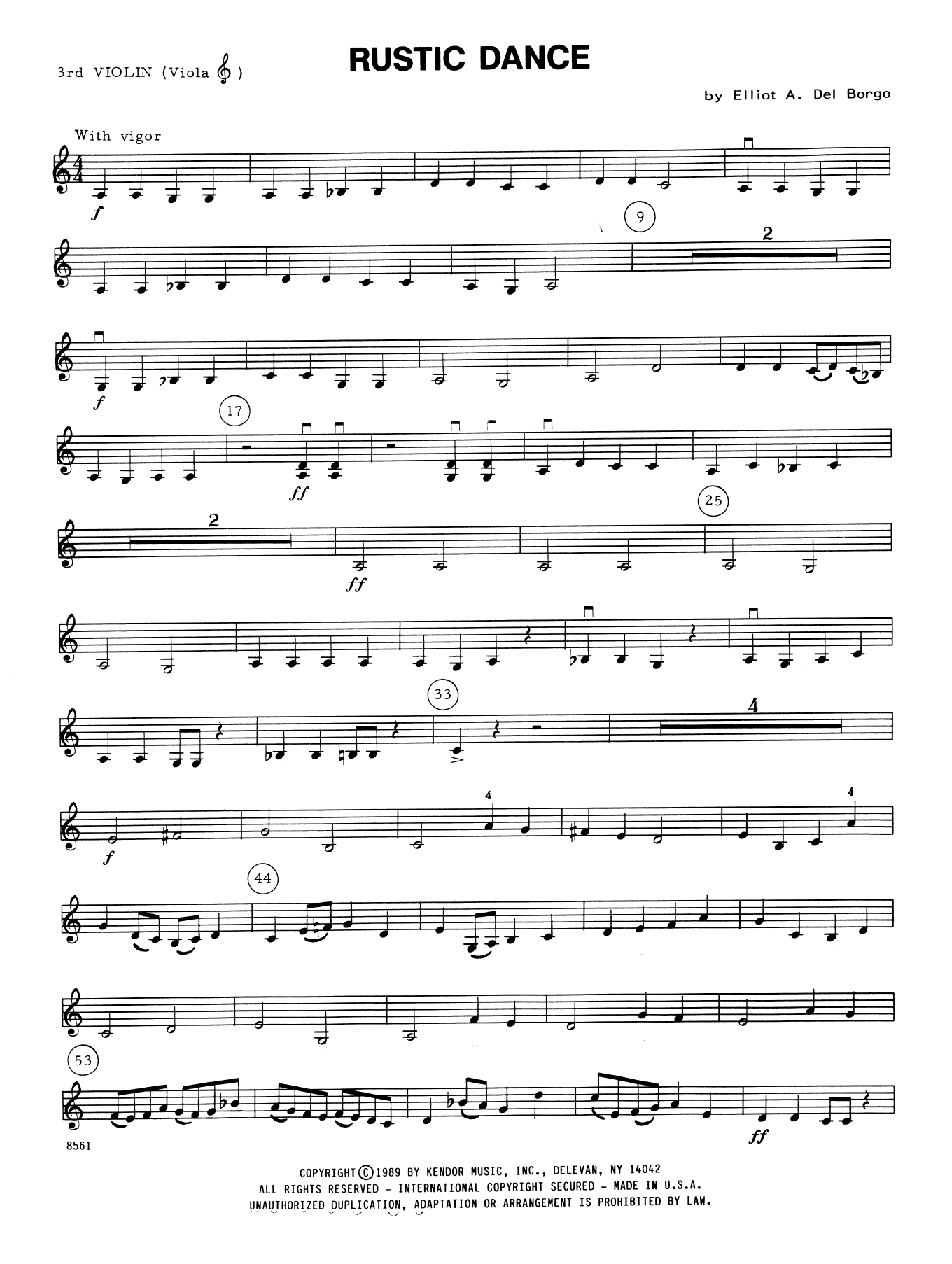 Download Elliot A. Del Borgo Rustic Dance - Violin 3 (Viola T.C.) Sheet Music
