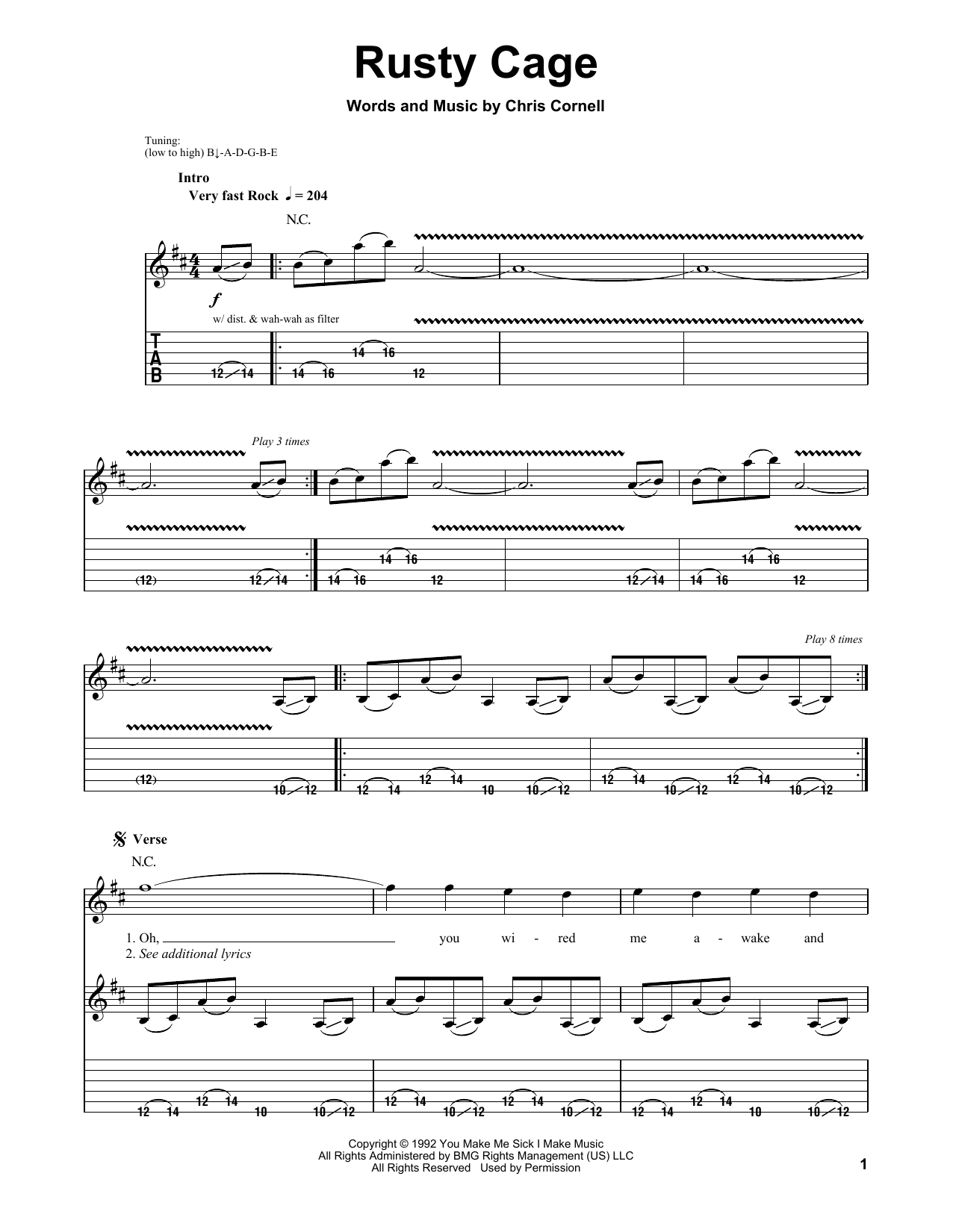 Download Soundgarden Rusty Cage Sheet Music
